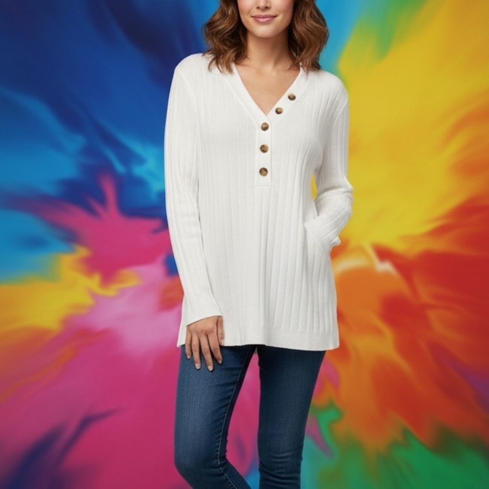 NWT Merokeety Women’s Pullover Cardigan Soft Cable Sweater White Size XL